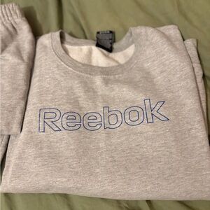 Reebok Light Gray sweatsuit with Blue Logo